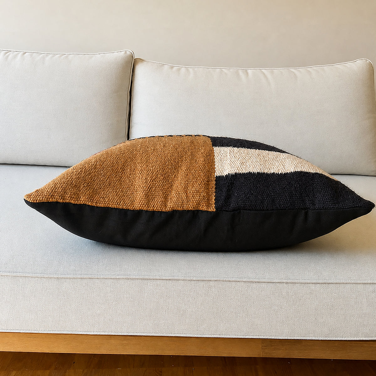 Coffee & Ochre Woven Pillow