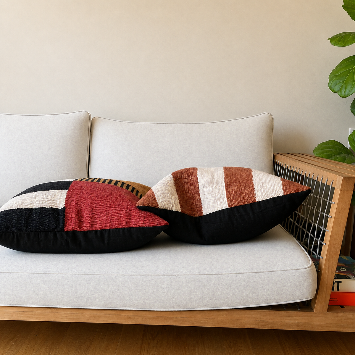 Rust & Coffee Woven Pillow
